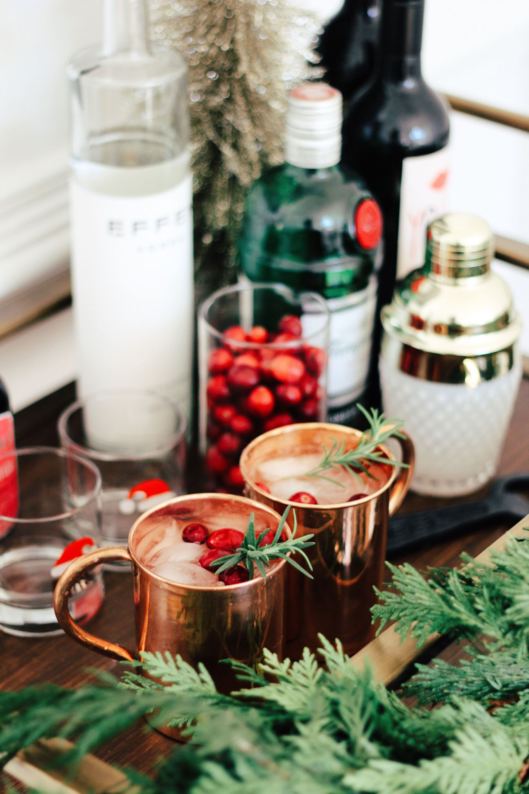 Holiday Cocktail Ideas Christmas Party
 Christmas Bar Cart Holiday Moscow Mules