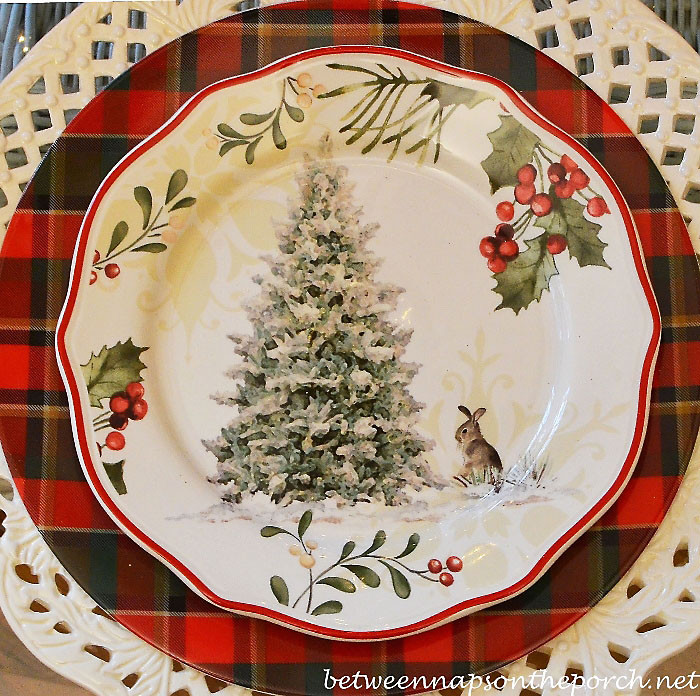 Holiday Dinner Plates
 Nature Themed Christmas Table Setting Tablescape