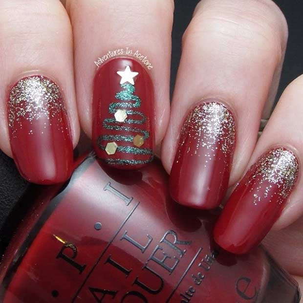 Holiday Glitter Nails
 69 Easy Winter and Christmas Nail Ideas