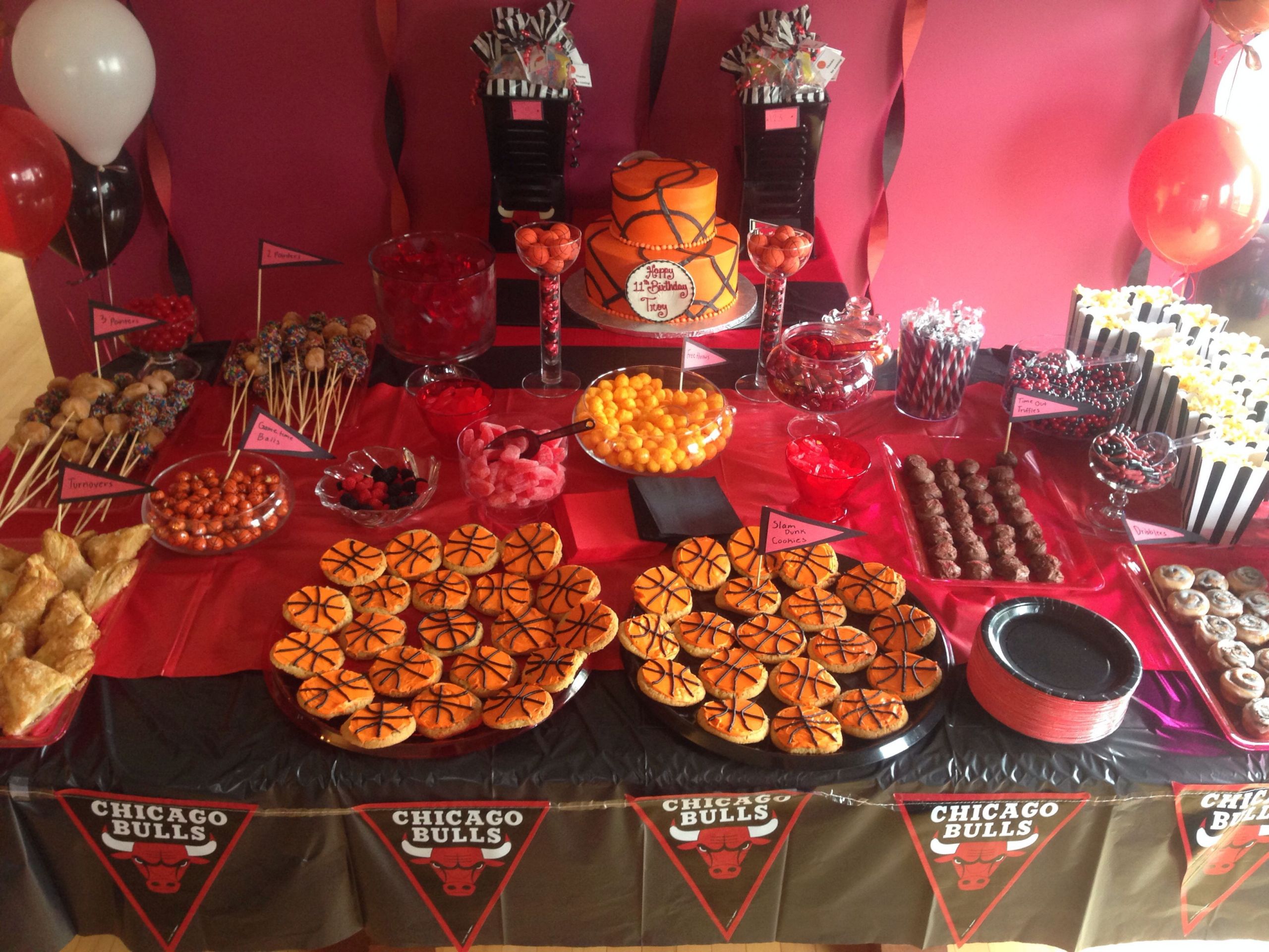 Holiday Party Ideas Chicago
 Chicago Bulls Basketball birthday party dessert table
