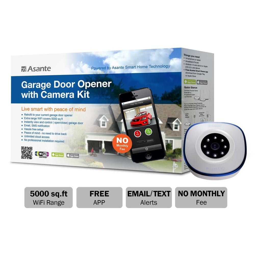 Home Depot Garage Door Remote
 Asante Garage Door Opener with Camera Kit Live Streaming