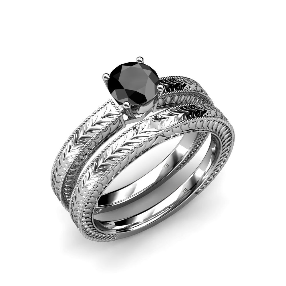 How Do Wedding Rings Work
 7 3 mm Black Diamond Filgree & Milgrain Work Bridal Ring