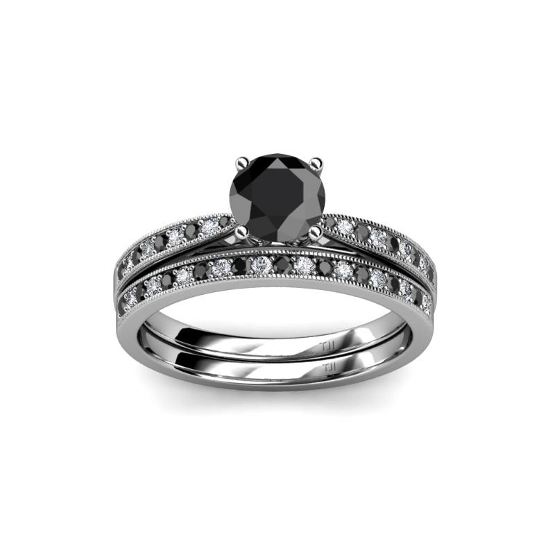 How Do Wedding Rings Work
 Bridal Set Ring Black and White Diamond Four Prong