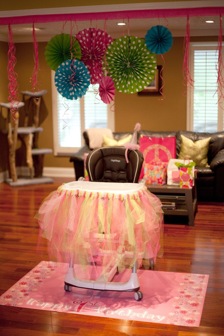 How To Decorate A Birthday Party
 Olivia s 1st birthday high chair decorations