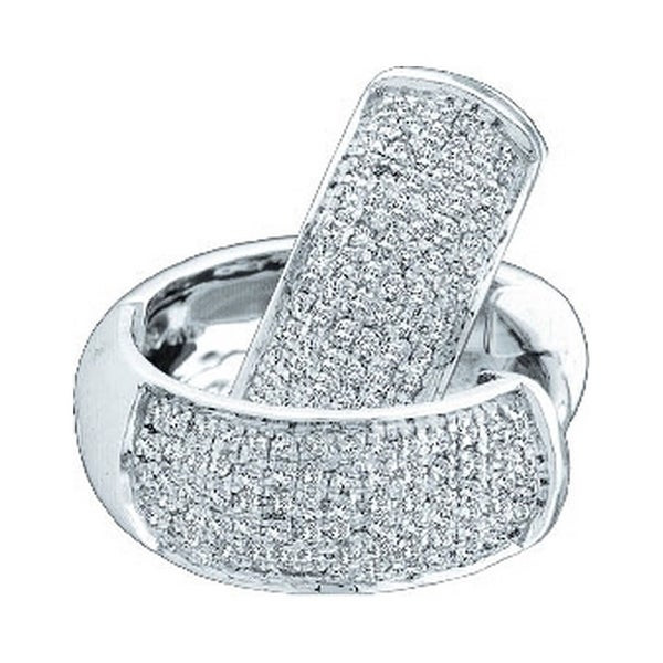 Huggie Earrings White Gold
 Shop 14kt White Gold Womens Round Pave set Diamond Huggie