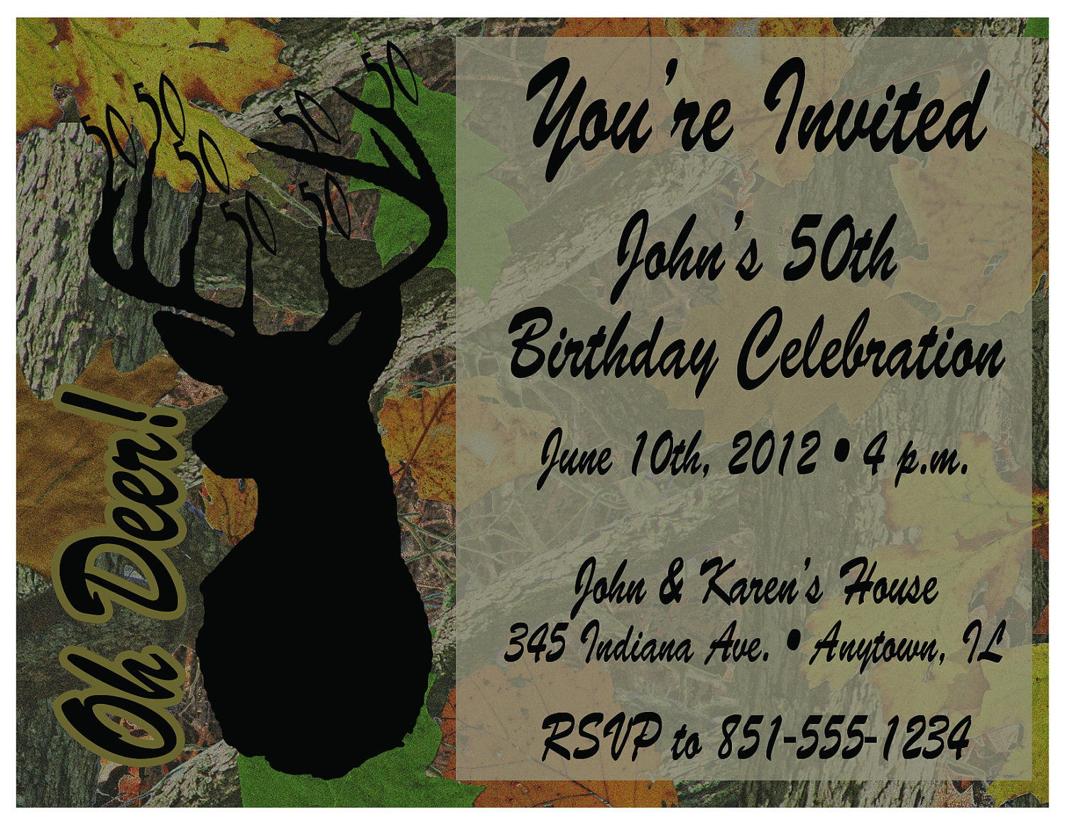 Hunting Birthday Invitations
 Tree Camo Deer Hunting Printable Birthday Invitations 30th