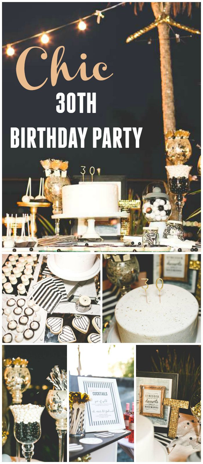 Ideas For 30Th Birthday Party
 A 30th birthday cocktail event decorated in black & white
