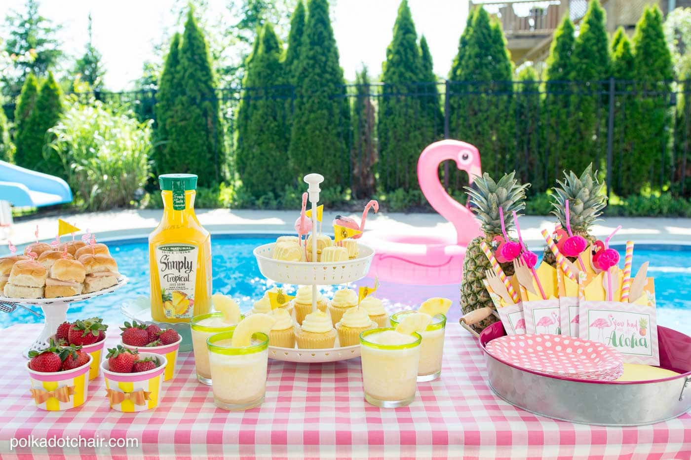 Ideas For Pool Party
 Summer Backyard Flamingo Pool Party Ideas The Polka Dot