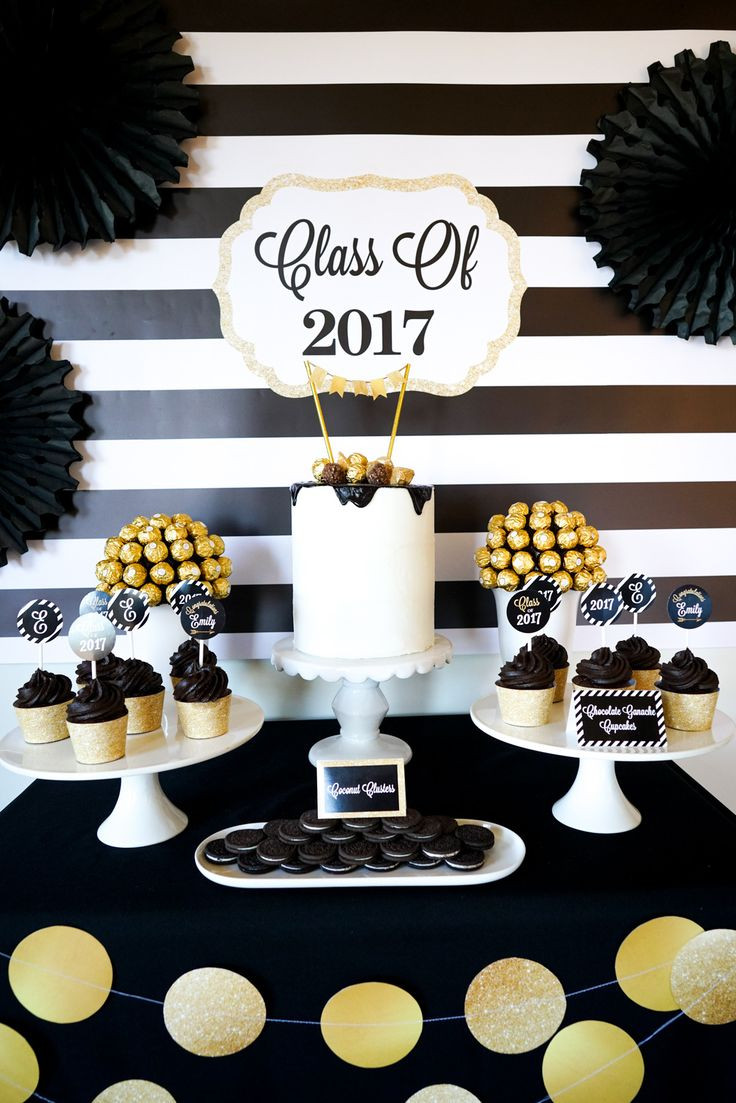 Ideas For Senior Graduation Party
 CREATE THIS BEAUTIFUL BOLD BLACK AND GOLD GRADUATION SET