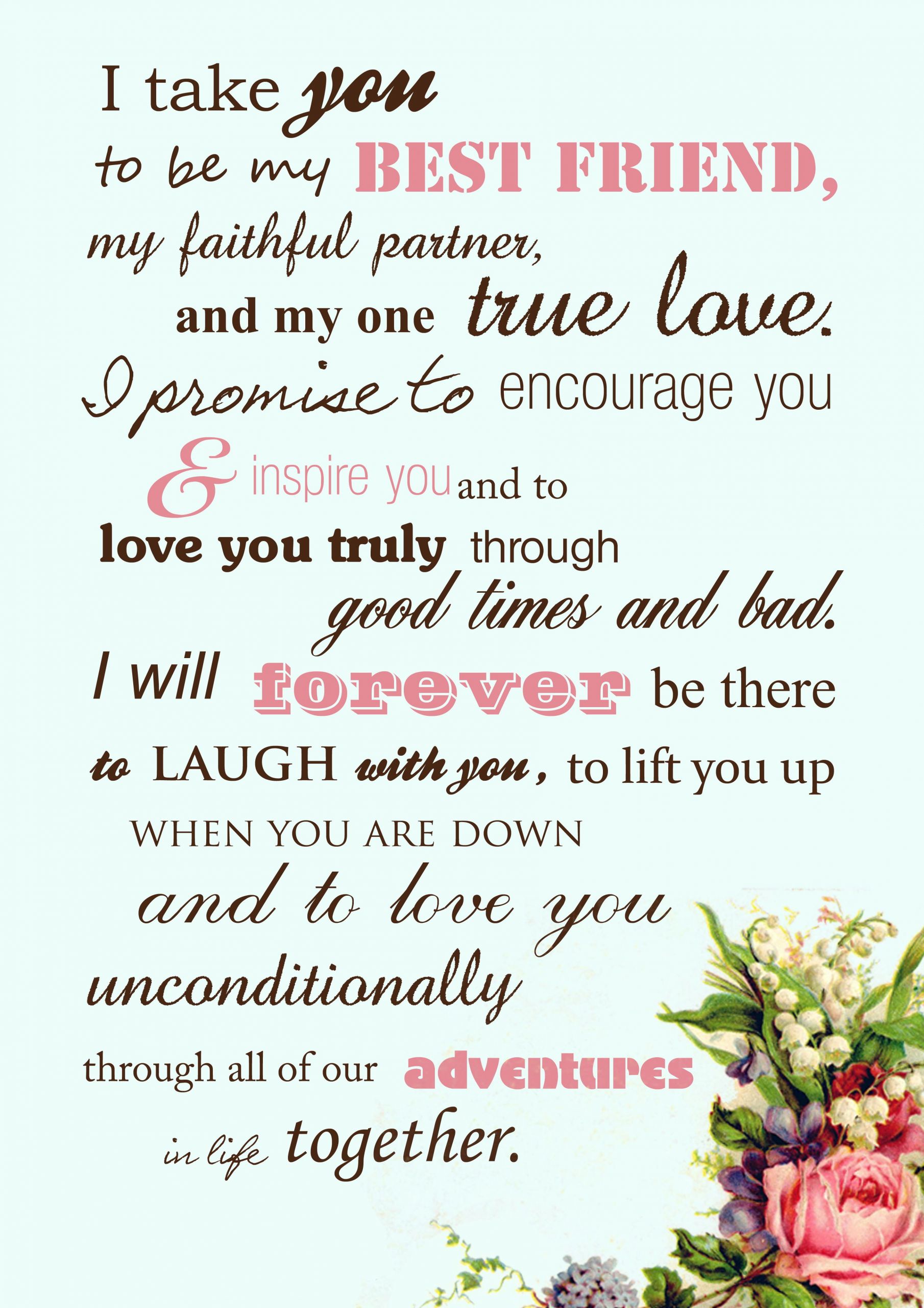 Ideas For Wedding Vows
 Beautiful wedding vows instead of the traditional by the