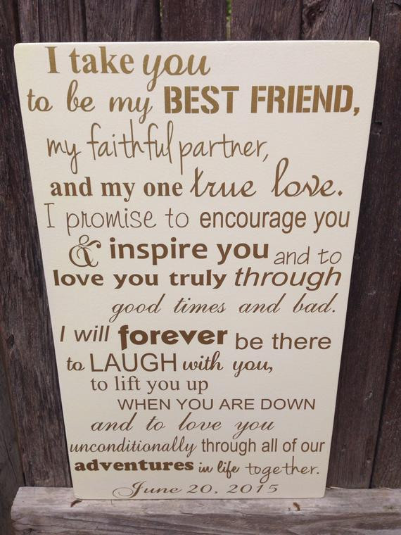 Ideas For Wedding Vows
 First Anniversary Gift for Him Wedding Vows Sign 1st