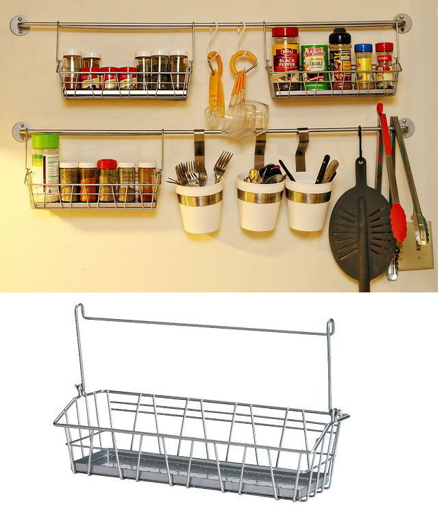 Ikea Kitchen Organizer
 IKEA steel wire basket spice jar holder kitchen storage