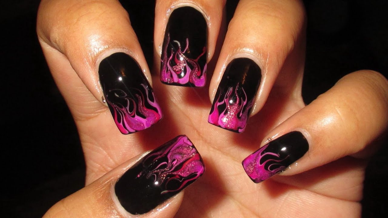 Images Of Nail Designs
 Radiant Orchid Drag Marble Flames Nail Art Tutorial
