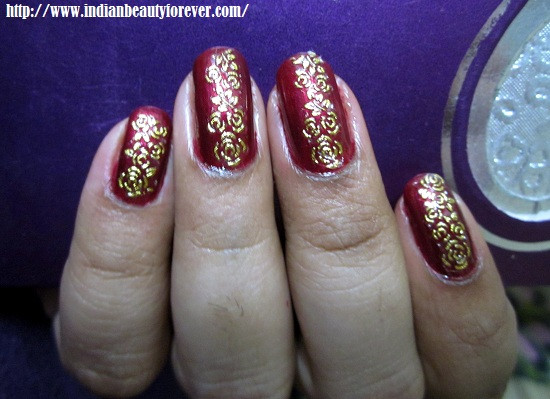 Indian Wedding Nails
 Gold lace nail art decal stickers from Bornprettystore and