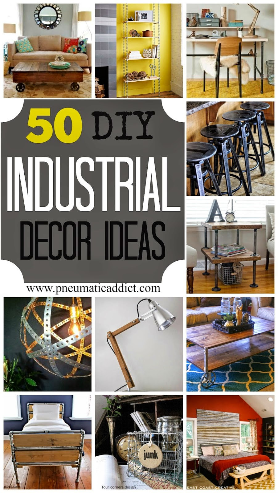 Industrial Decor DIY
 50 DIY Industrial Decor Ideas DIY Craft Projects