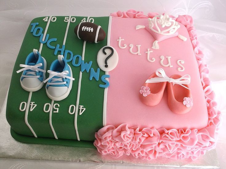 Inexpensive Gender Reveal Party Ideas
 Touchdowns or Tutus Cake A gender reveal