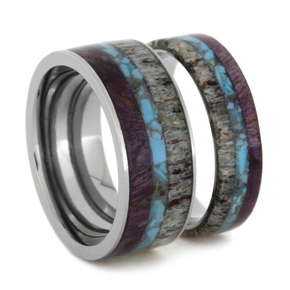 Interesting Wedding Bands
 Unique Ring Set Titanium Wedding Bands Set With by