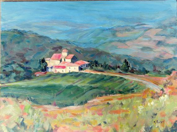 Italian Landscape Painting
 Italian Landscape Painting 18 x 24 Original Acrylic Painting
