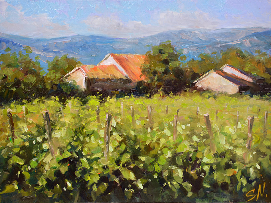 Italian Landscape Painting
 Original Art Vineyard Tuscany Countryside Original oil