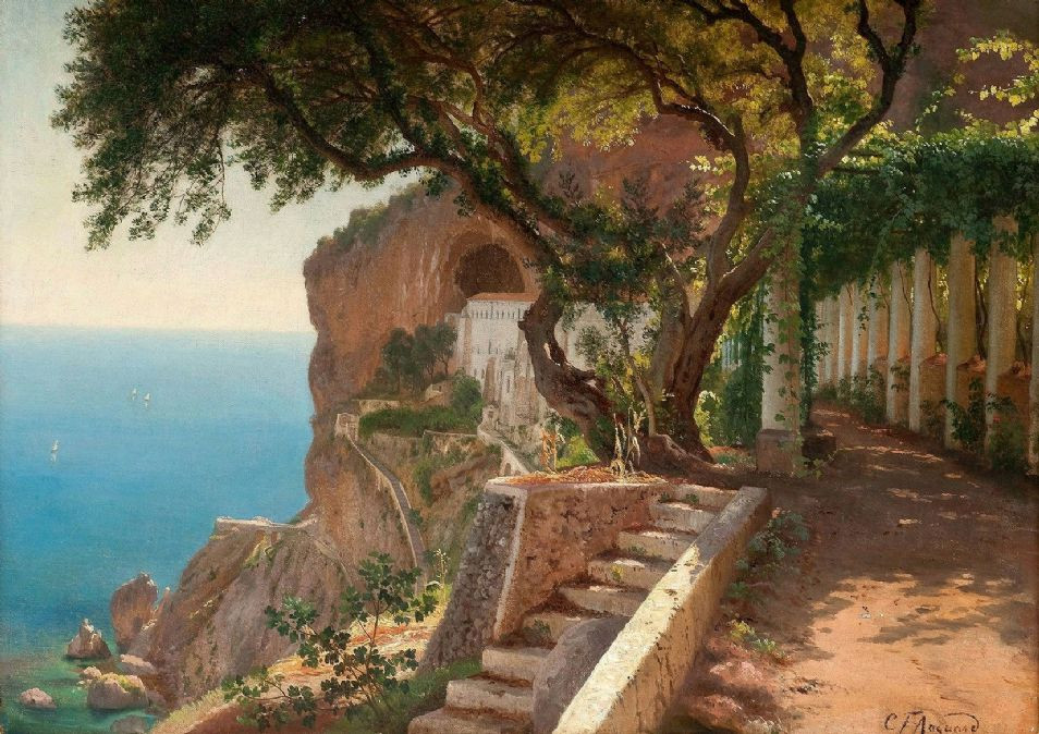 Italian Landscape Painting
 Aagaard Carl Frederic View to the Amalfi Coast Italian