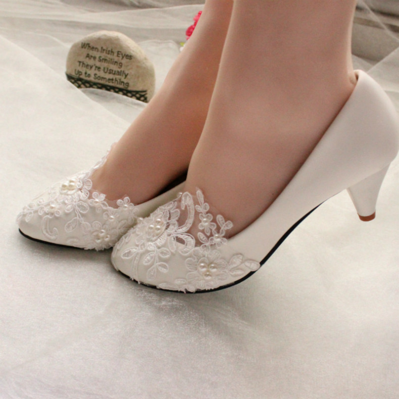 Ivory Shoes For Wedding
 Lace white ivory crystal Wedding shoes Bridal flats low