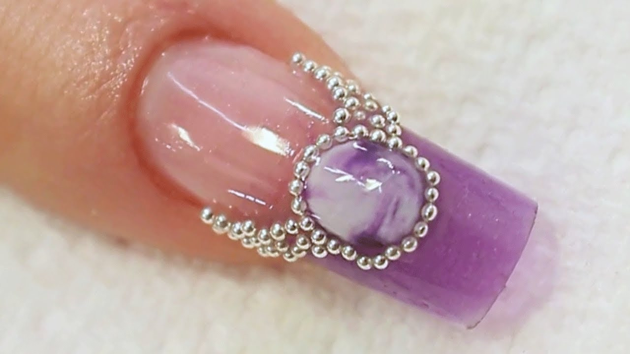Jeweled Nail Art
 Purple Jewel Acrylic Nail Art Tutorial Video by Naio Nails