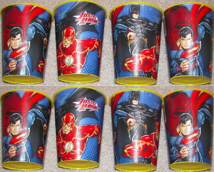 Justice League Birthday Party Supplies
 JUSTICE LEAGUE 8 Plastic Cups Birthday Party Favors
