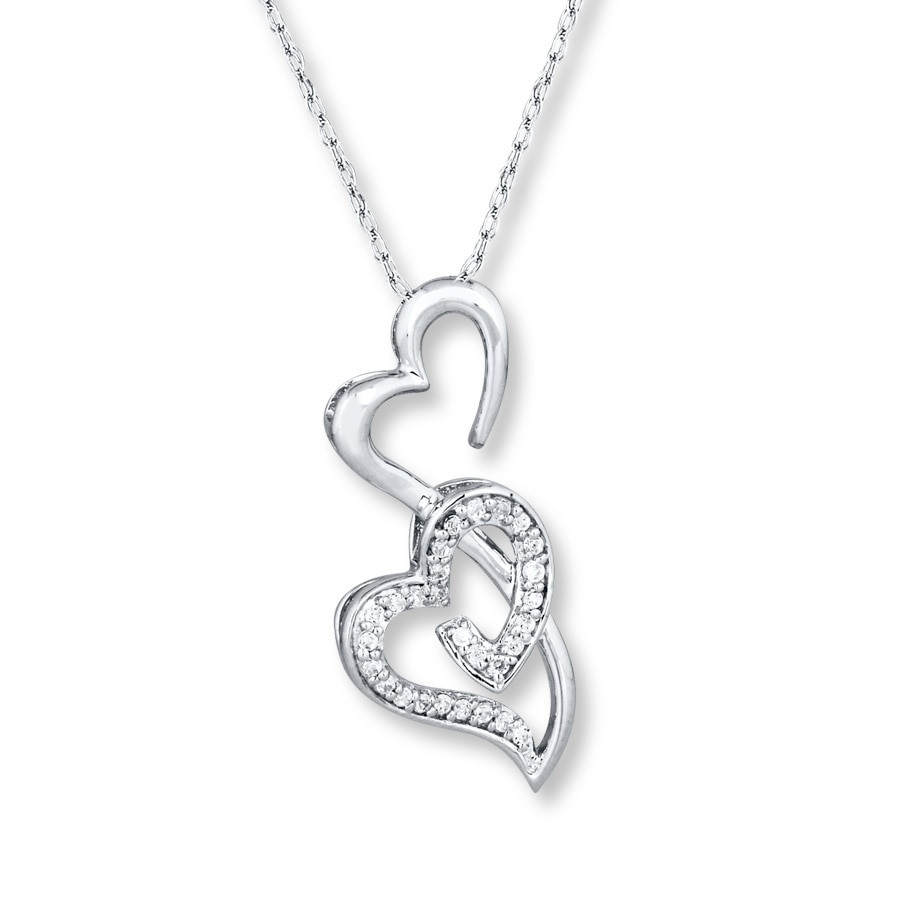 Kay Jewelers Double Heart Necklace
 Double Heart Necklace 1 6 ct tw Round cut Sterling Silver