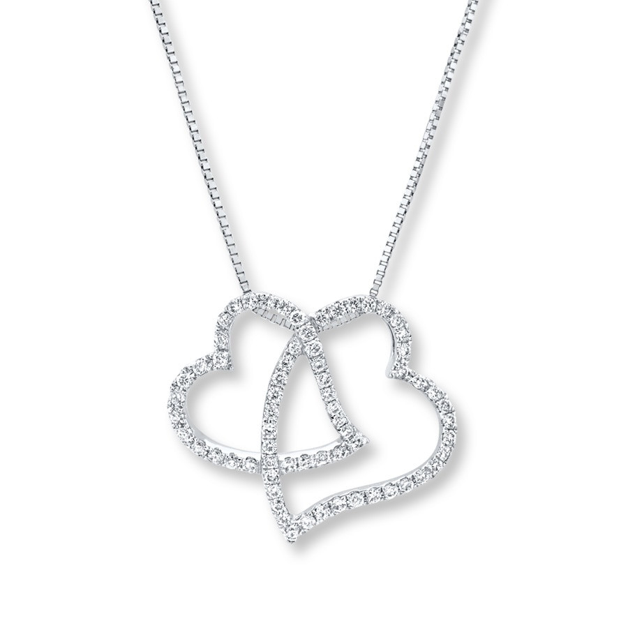 Kay Jewelers Double Heart Necklace
 Double Heart Necklace 1 4 ct tw Diamonds 10K White Gold