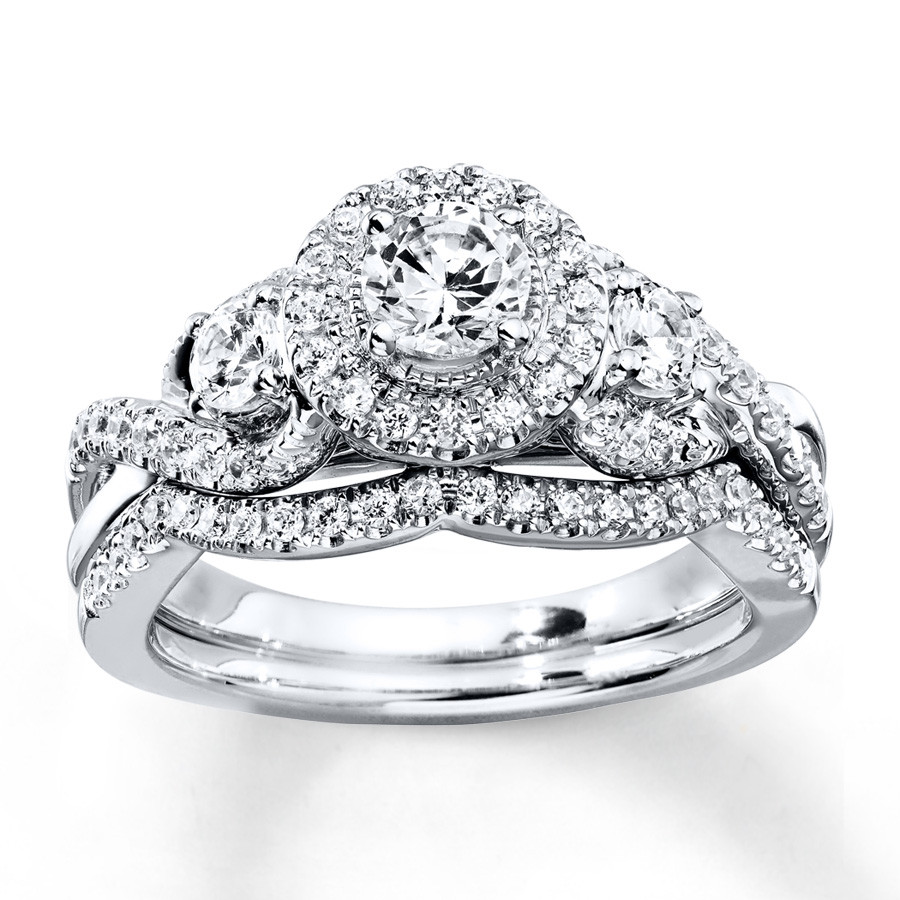 Kay Jewelers Wedding Rings Sets
 Diamond Bridal Set 1 ct tw Round cut 14K White Gold