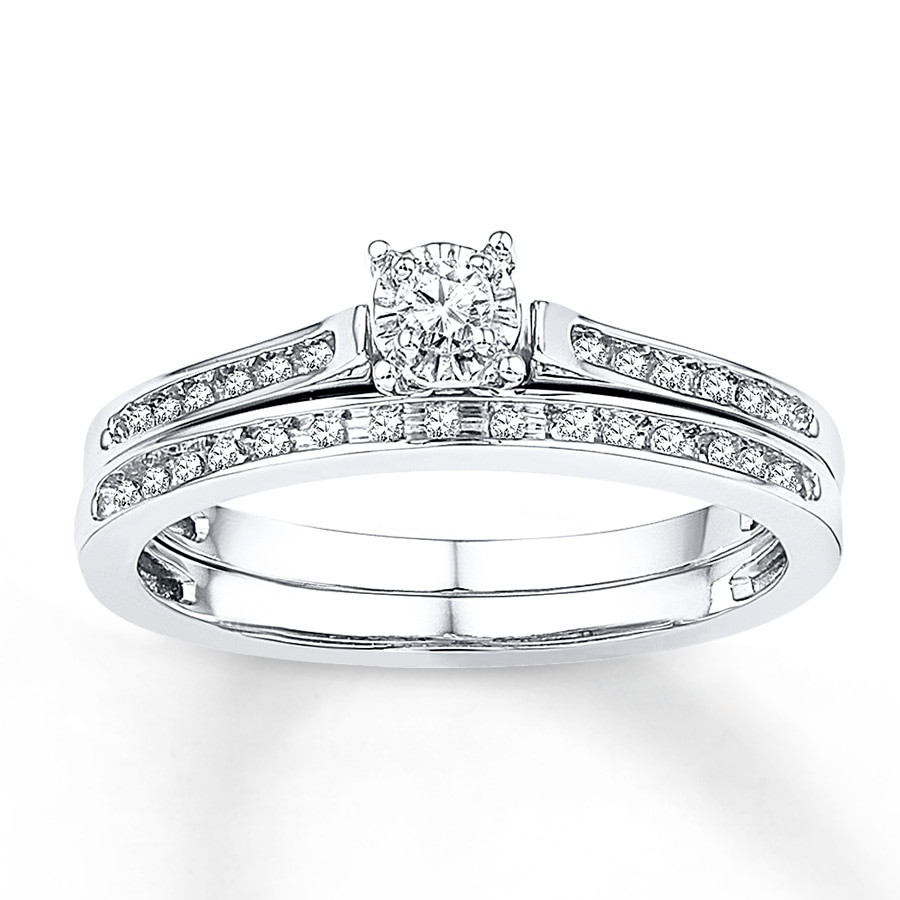 Kay Jewelers Wedding Rings Sets
 Diamond Bridal Set 1 8 ct tw Round cut 10K White Gold