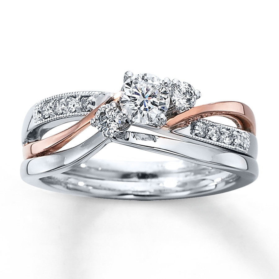 Kay Jewelers Wedding Rings Sets
 Kay Diamond Bridal Set 3 8 ct tw Round cut 14K Two Tone Gold