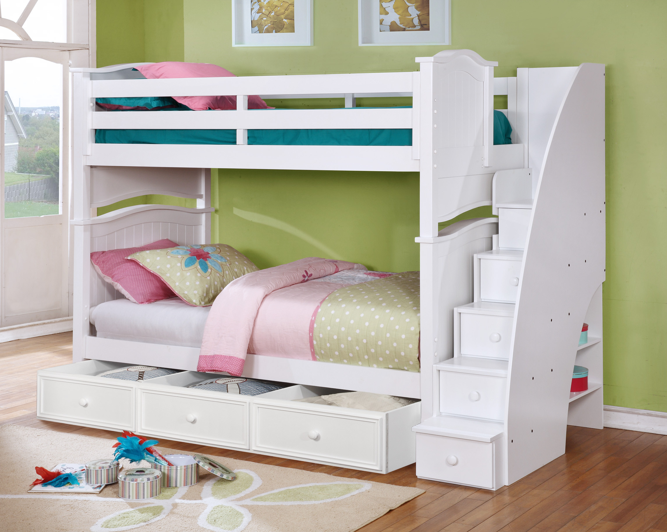 Kids Bunk Beds With Storage
 Sydney Twin over Twin Bunk Bed White Espresso & Rustic