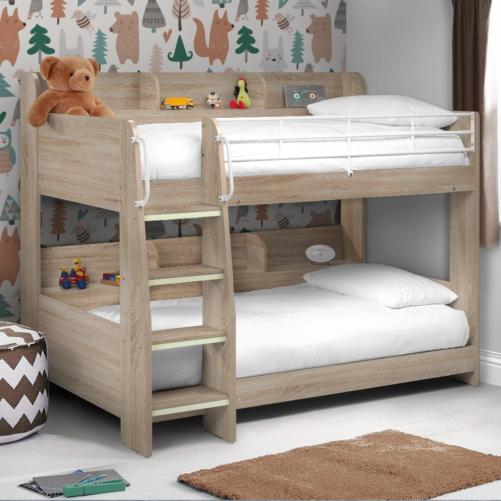 Kids Bunk Beds With Storage
 Domino Oak Wooden and Metal Kids Storage Bunk Bed