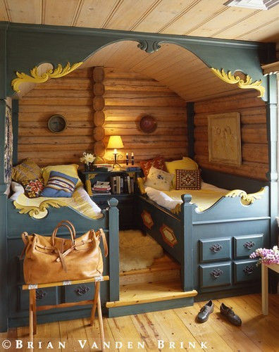 Kids Cabin Bedroom
 Scandinavian Folk Obsession Scandinavian Box Beds