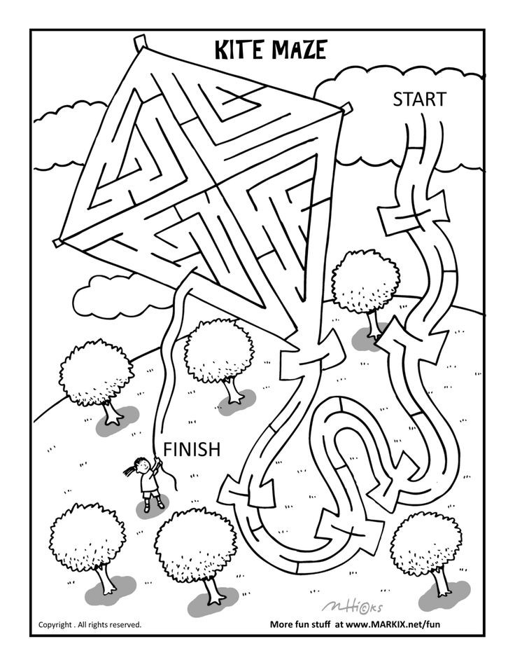 Kids Coloring Games
 Kite Maze and Coloring Page
