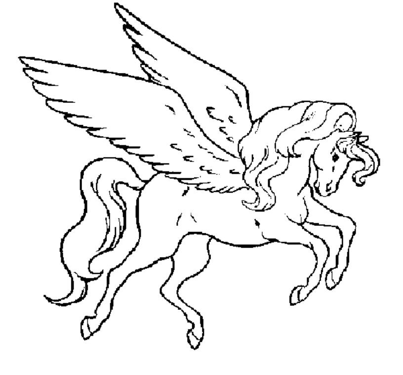 Kids Coloring Page Unicorn
 winged unicorn coloring pages