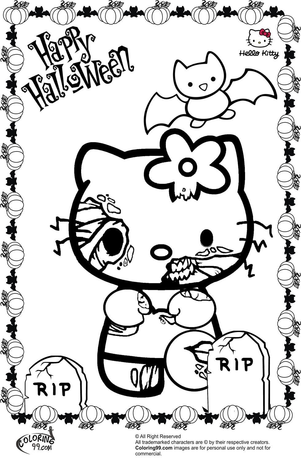 Kids Coloring Pages Halloween
 Hello Kitty Halloween Coloring Pages