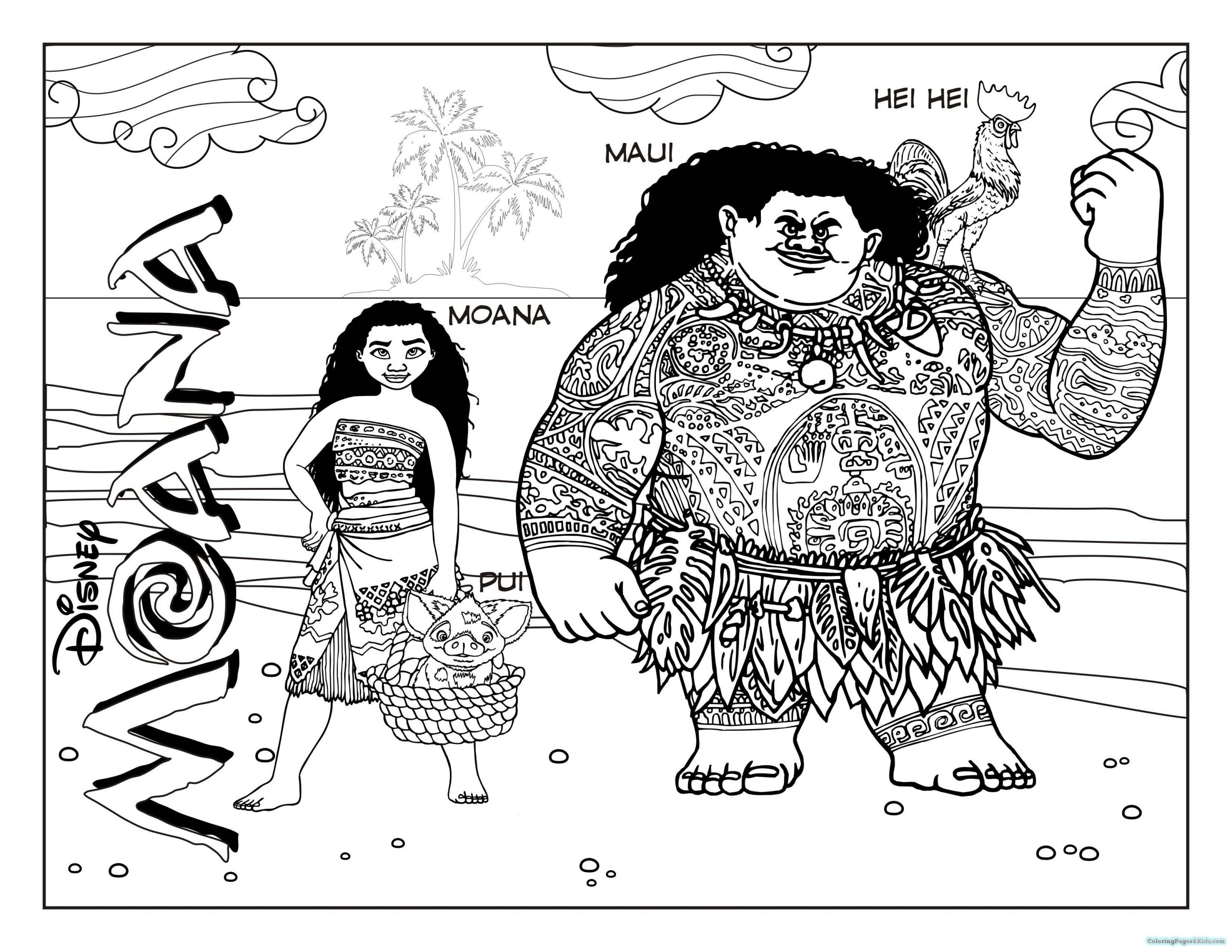 Kids Coloring Pages Moana
 Addition Moana Coloring Pages