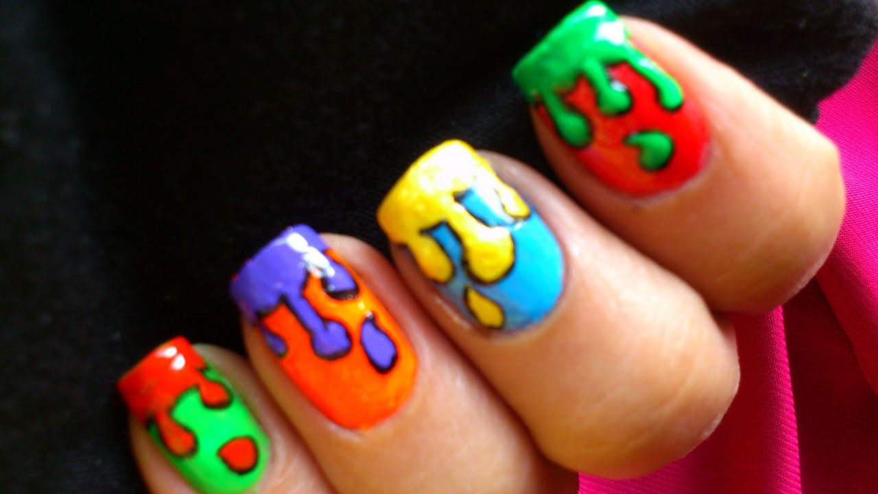 Kids Nail Art
 Dripping Paint Colorful Nail Art for Kids