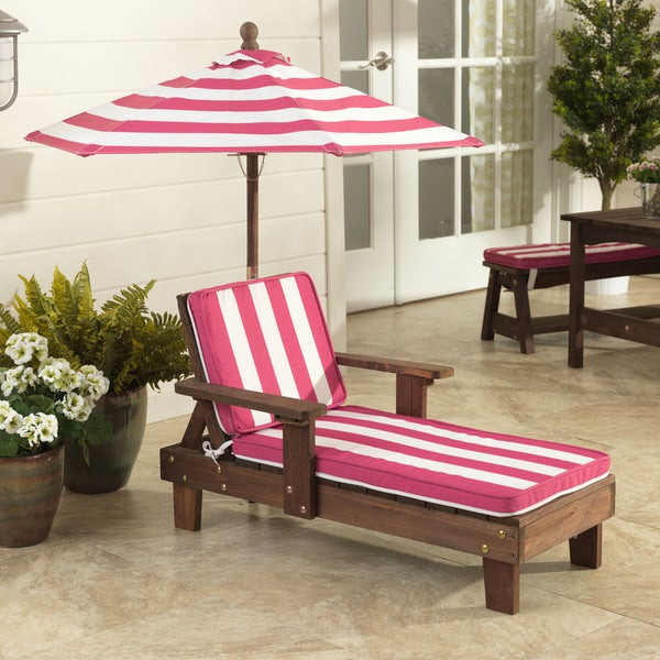 Kids Outdoor Lounge Chair
 KidKraft Pink White Outdoor Chaise Lounger