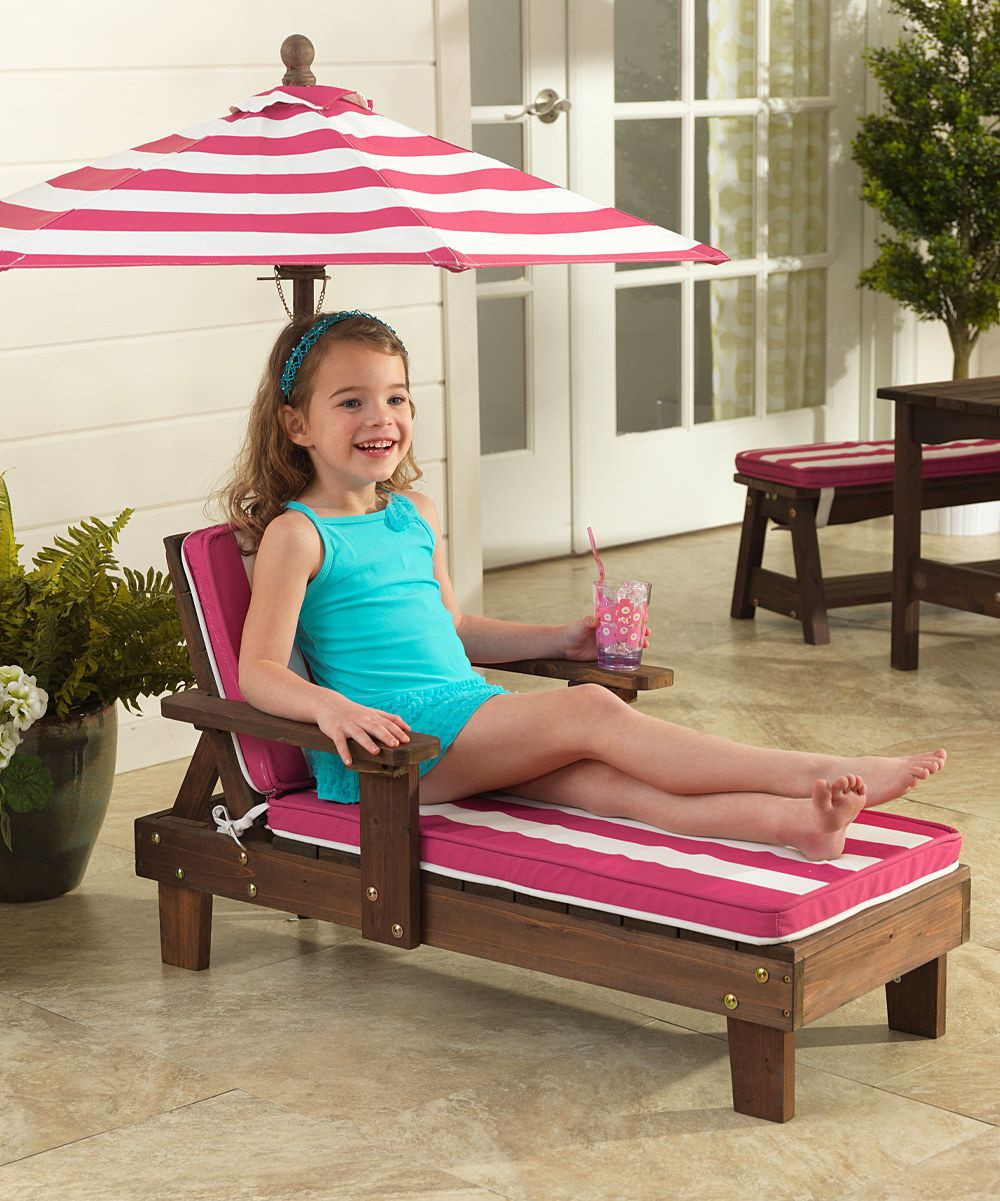 Kids Outdoor Lounge Chair
 Look at this KidKraft Pink & White Stripe Outdoor Chaise