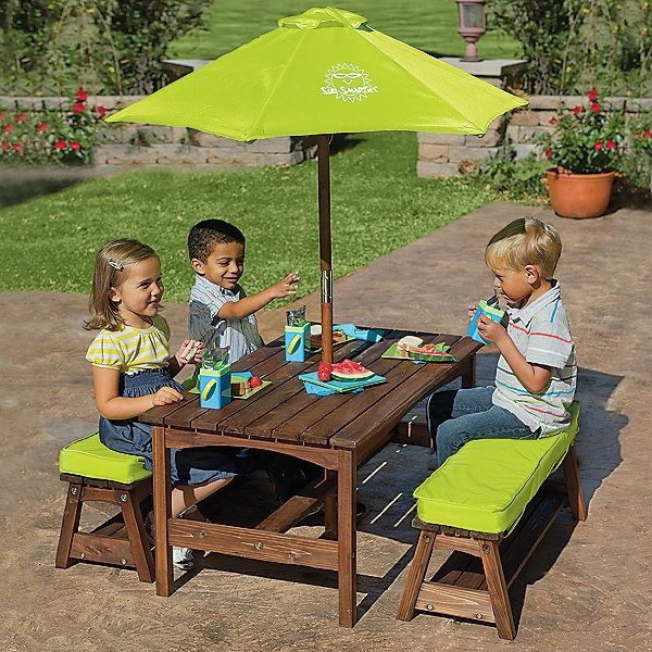 Kids Outdoor Table And Bench
 Too cute Baby boy could have a picnic lunch with all of