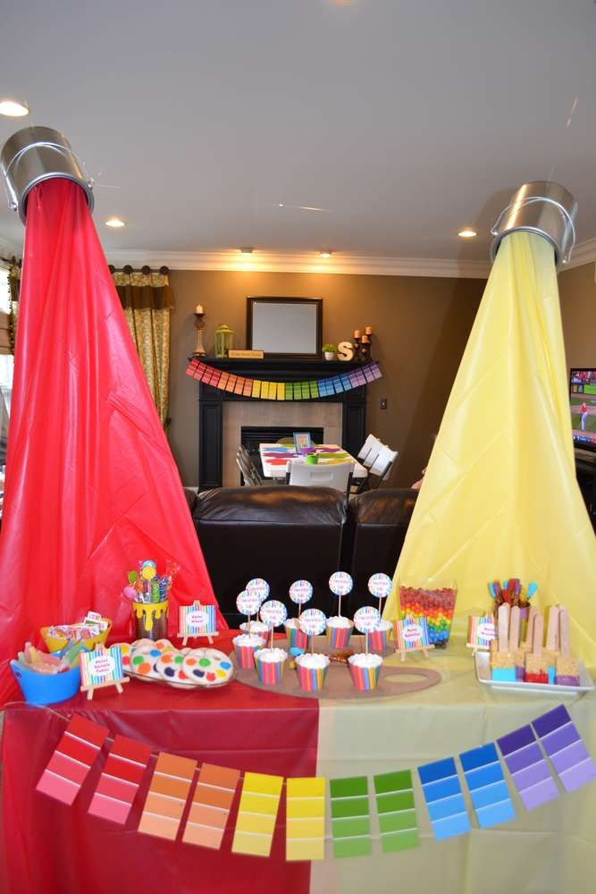 Kids Painting Party At Home
 What a great art birthday party See more party ideas at