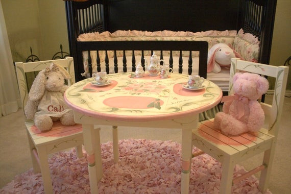 Kids Party Table And Chairs
 Children s Tea Table and Chair Set Hand Painted The