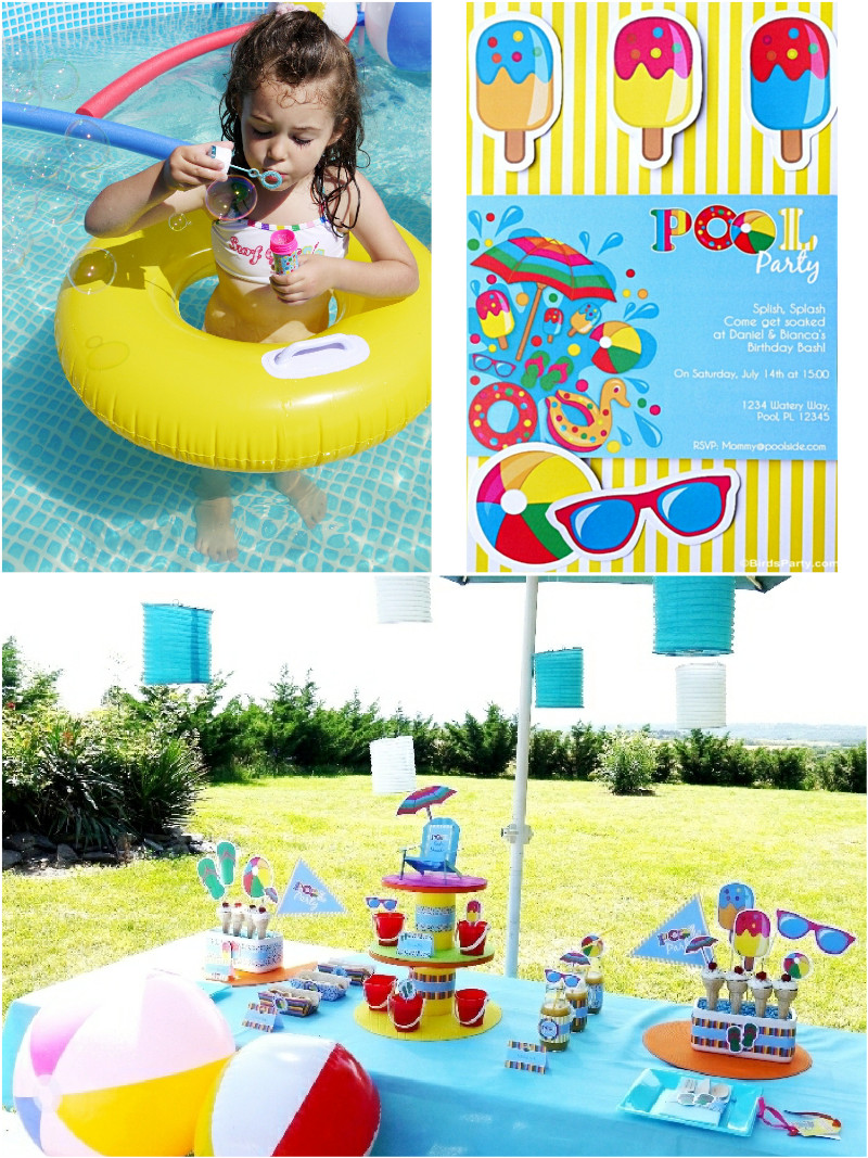Kids Pool Birthday Party
 Pool Party Ideas & Kids Summer Printables Party Ideas