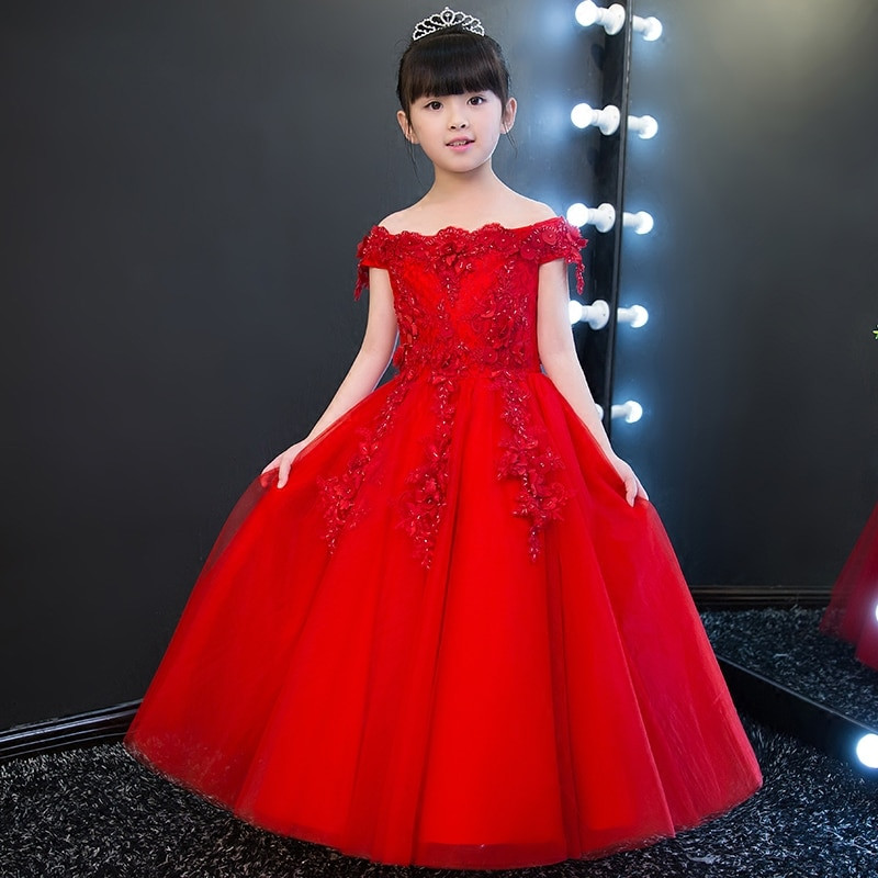 Kids Red Party Dress
 2018New Summer Girls Fashion Cute Sleeveless Princess