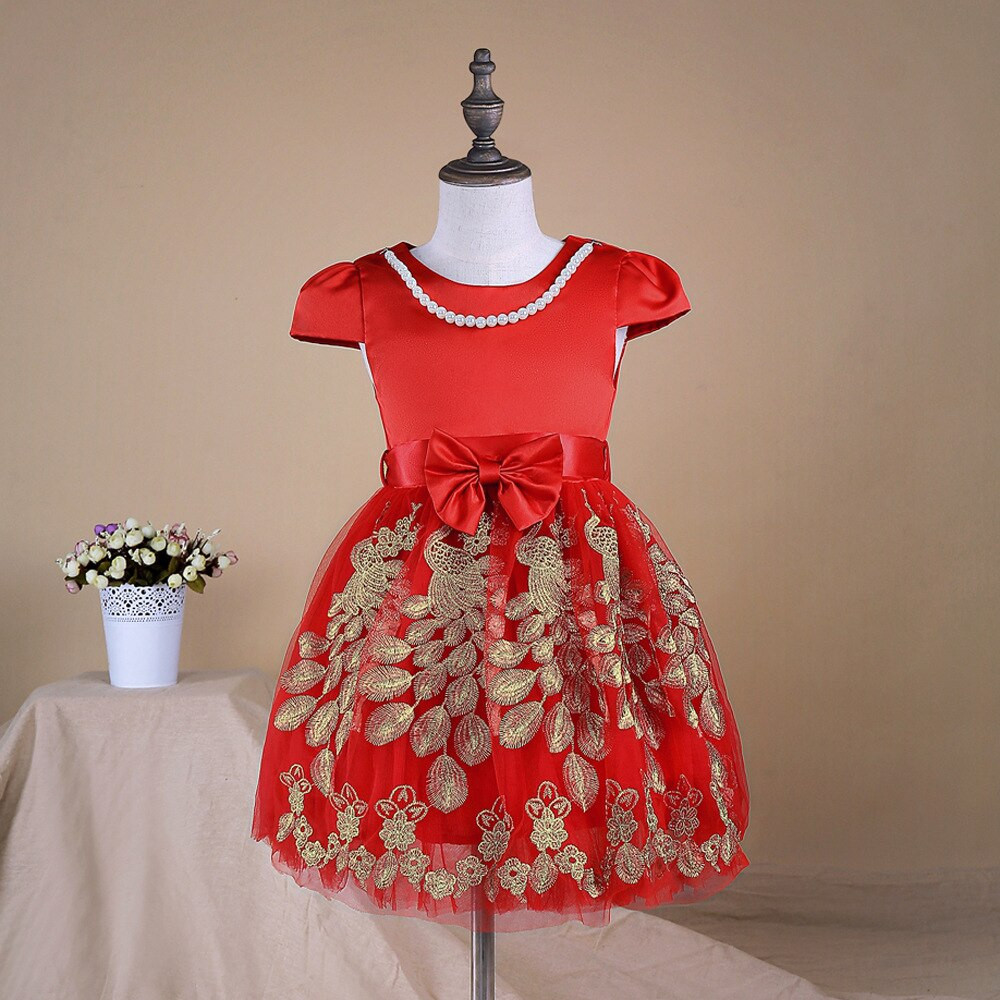 Kids Red Party Dress
 Pearls Kids Clothes Girls Dress Summer 2017 Toddler Girl