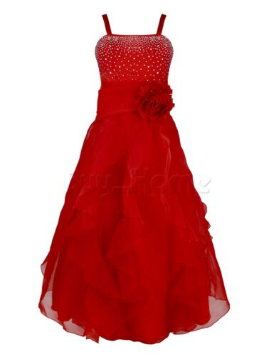 Kids Red Party Dress
 Kids Flower Girl Casual Red Dress Long Sleeve Lace Party