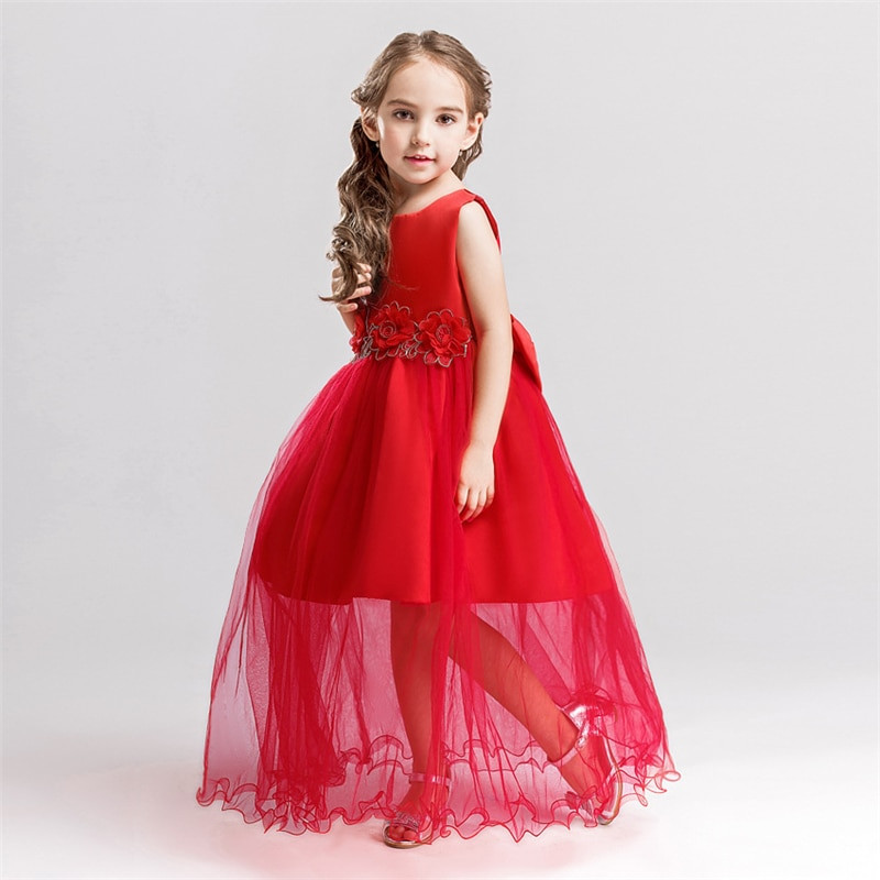 Kids Red Party Dress
 2017 Girls Princess Dresses Kids Bridesmaids Clothes Long
